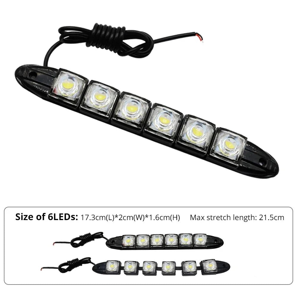 Luzes para carros auto decorativo flexível circulação diurna 6 chips tira de condução estilo farol 1 PÇS à prova d'água MULTI cores drl