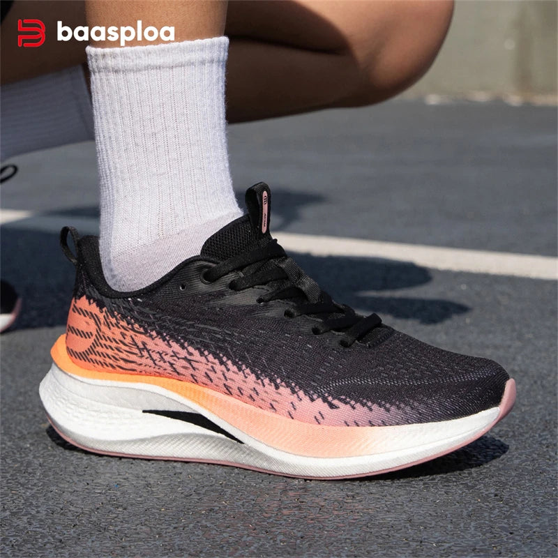 Tênis feminino, leves, respiráveis, antiderrapantes, placa de carbono,esportivos, profissionais