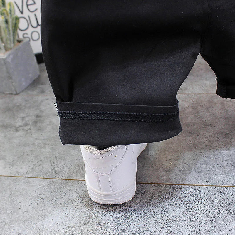 Conjunto de roupa infantil para bebê menino, verão, branco e preto, conjunto esportivo para crianças, roupas formais para meninos e meninas.