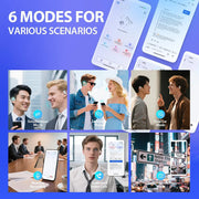 Fones de ouvido com tradução automática de idiomas, tela LCD sensível ao toque em tempo real, modelo aberto, sem fio, com 144 idiomas