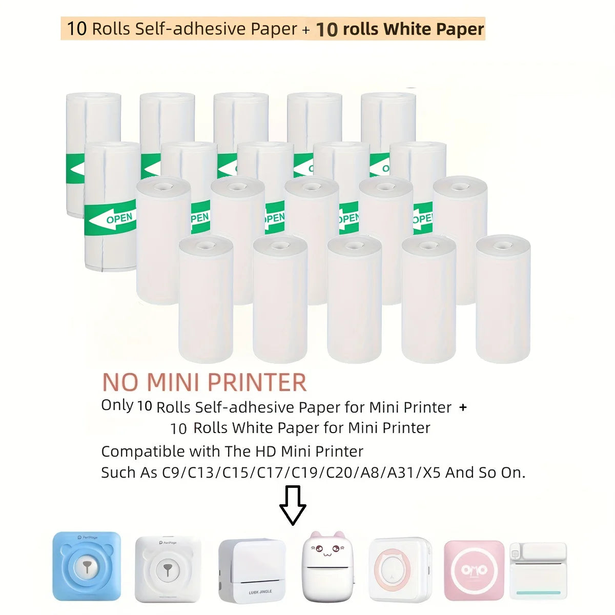 15 Rolos de Papel para Etiqueta Autoadesiva 57mm