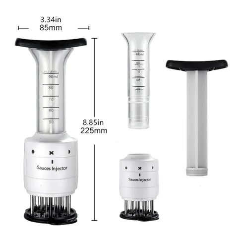 Injetor de marinada de aço inoxidável para carne, amaciador de carne 2 em 1, com agulha de aço inoxidável para churrasco, bife, carne bovina