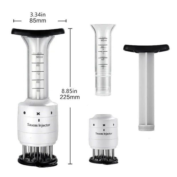 Injetor de marinada de aço inoxidável para carne, amaciador de carne 2 em 1, com agulha de aço inoxidável para churrasco, bife, carne bovina