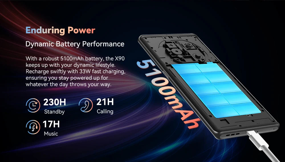 CUBOT X90, Smartphone Android 14, Tela curva AMOLED de 6,67 polegadas de 120 Hz, 32 GB de RAM (16 GB + 16 GB estendidos), 256 GB de ROM