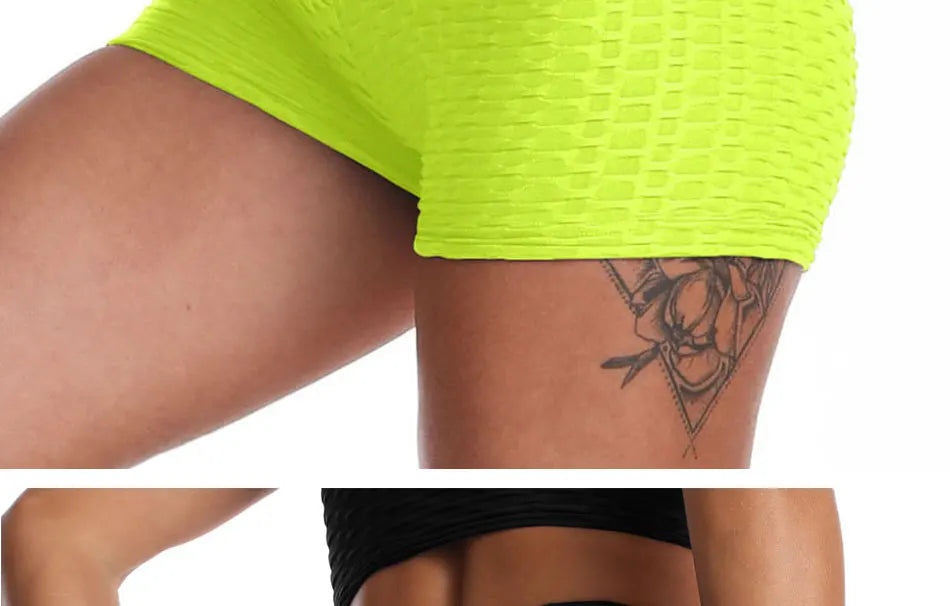 Shorts feminino de yoga, respirável, de três pontos, em jacquard, esportes fitness, levanta as nádegas, sexy,