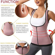 Camisa sauna feminina para perda de peso, emagrecimento pelo suor, corpo shaper fitness, zíper