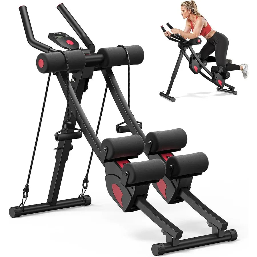 Máquina para treinamento de abdômem, ajustável, equipamento de treino ab, academia em casa, faixas duplas independentes para alpinista, dobrável