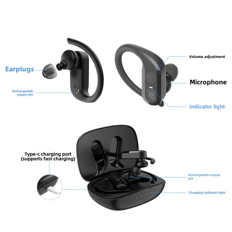 Aparelhos auditivos sem fio, fones de ouvido recarregáveis para perda auditiva surda grave, amplificador de som BTE