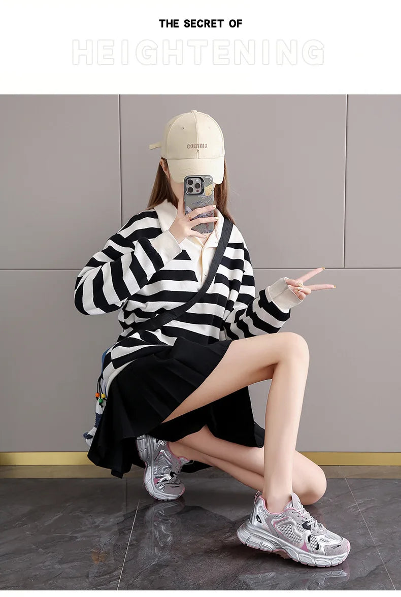 Tênis unisex, de altura crescente, de malha respirável, esportivos, corrida, caminhada, casal de namorados