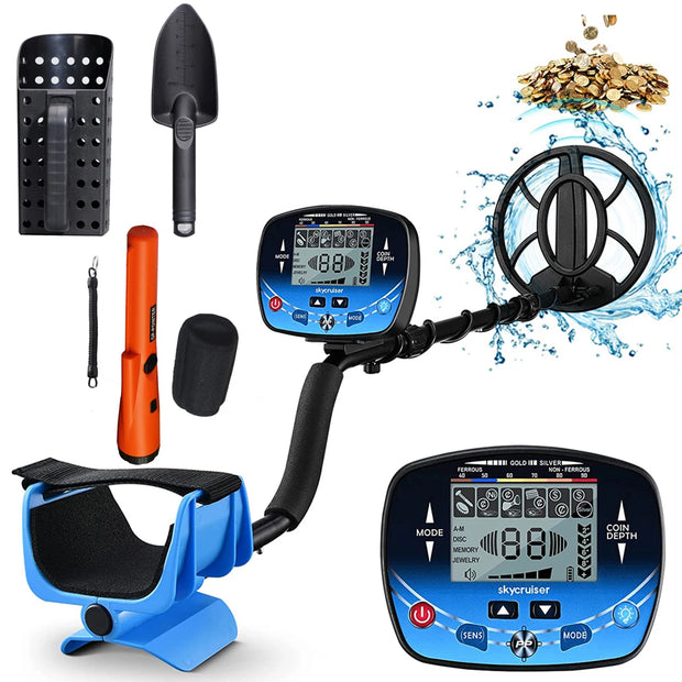Detetor de metais subterrâneo com bobina de pesquisa à prova d'água IP68 de 9,8 polegadas