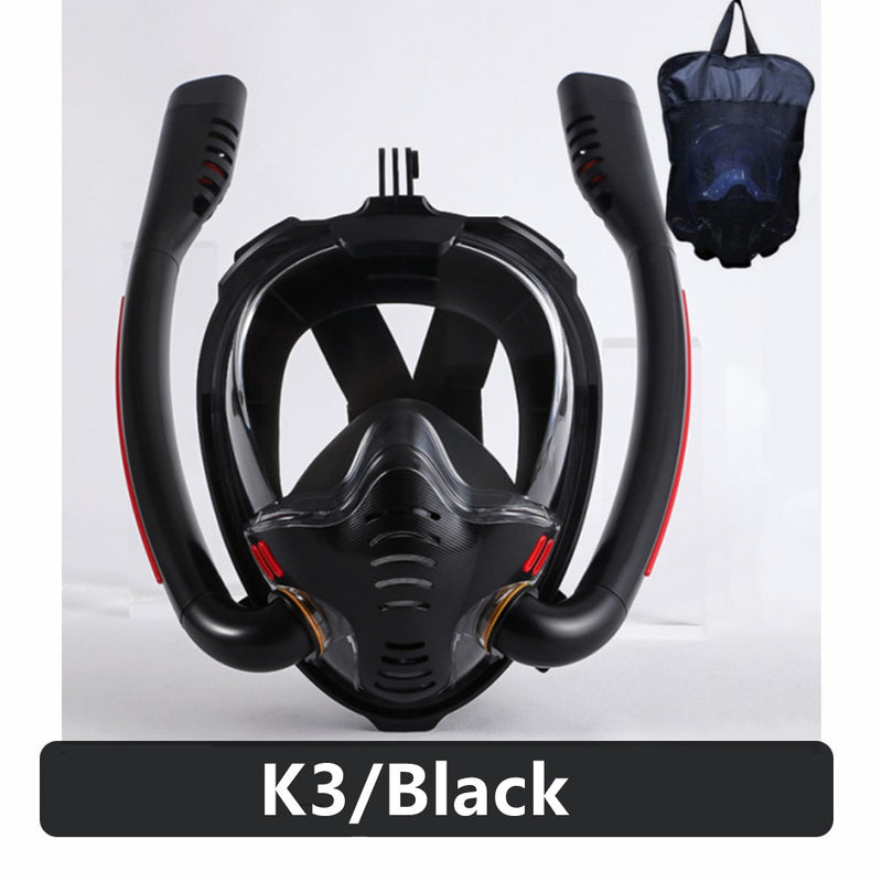 K2 Nova Máscara de Mergulho Máscara de Mergulho Subaquática Anti Nevoeiro Máscara de Mergulho de Rosto Completo para Mulheres, Homens, Crianças, Snorkel, Equipamento de Mergulho O Badalo do sino