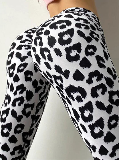 Calças justas casuais leggings femininas, sem costura, push up, estampa de leopardo, zebra, cobra, de esportes, academia, ioga