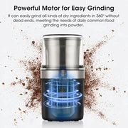 Moedor elétrico de grãos de café, de alta potência, máquina moedora de feijão, copo destacável, limpeza, multifuncional