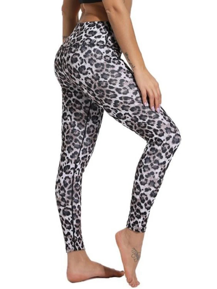 Calças justas casuais leggings femininas, sem costura, push up, estampa de leopardo, zebra, cobra, de esportes, academia, ioga