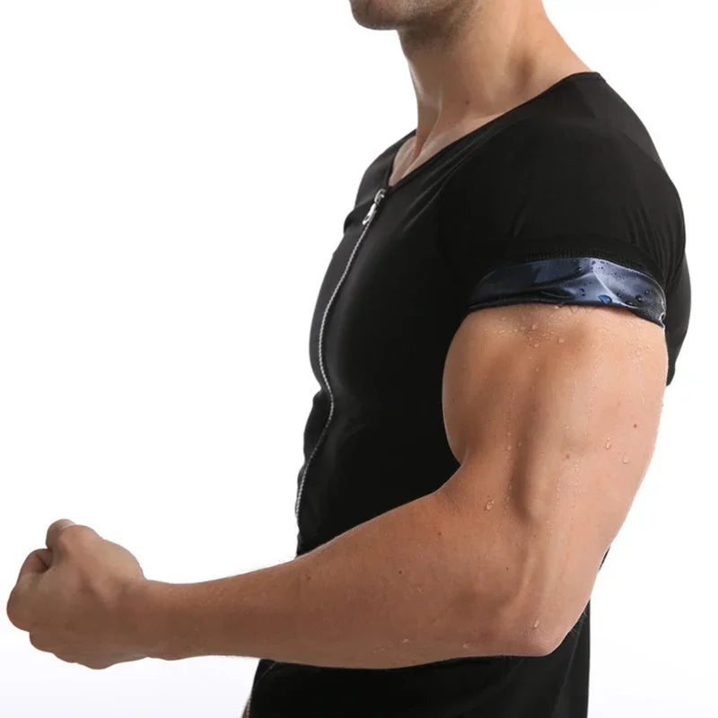 Camisa sauna masculina, suor, shapewear, calor armadilha, treino de queima de gordura, camisas de emagrecimento, fitness tops espartilhos