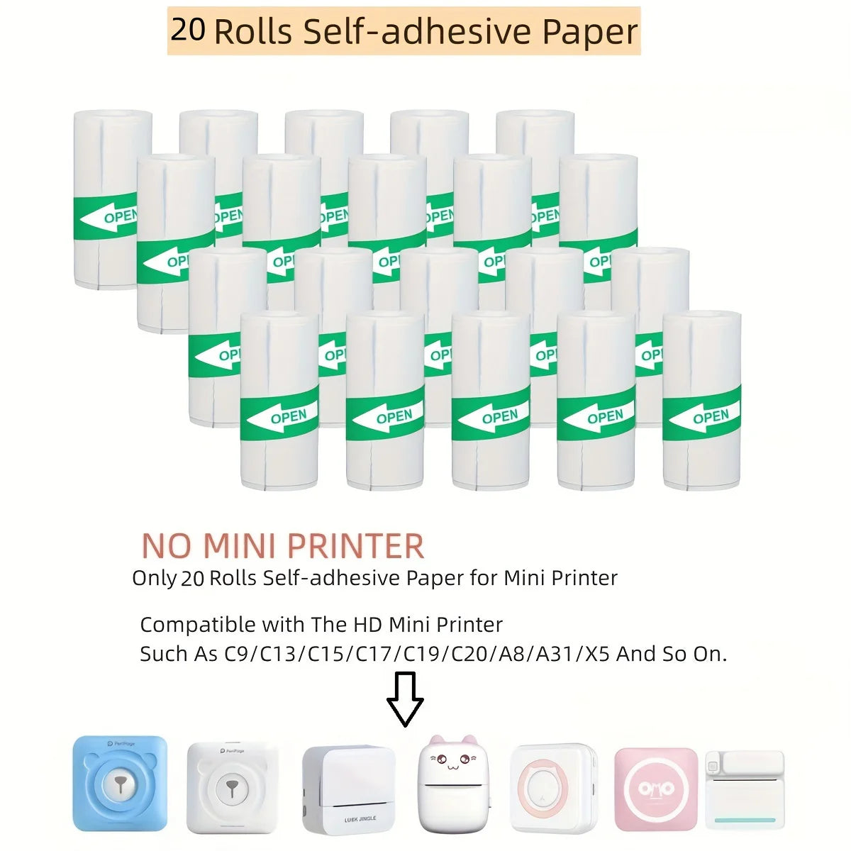15 Rolos de Papel para Etiqueta Autoadesiva 57mm