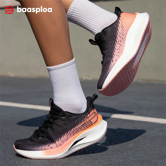 Tênis feminino, leves, respiráveis, antiderrapantes, placa de carbono,esportivos, profissionais