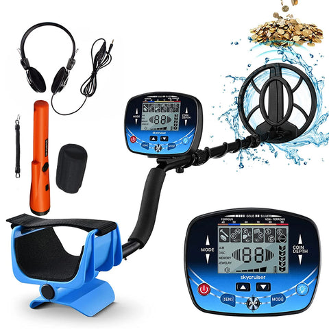 Detetor de metais subterrâneo com bobina de pesquisa à prova d'água IP68 de 9,8 polegadas