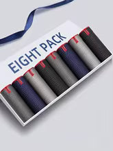 Conjunto de 8 peças de cuecas masculinas macias e confortáveis, boxers saudáveis e estilosas com estampa listrada