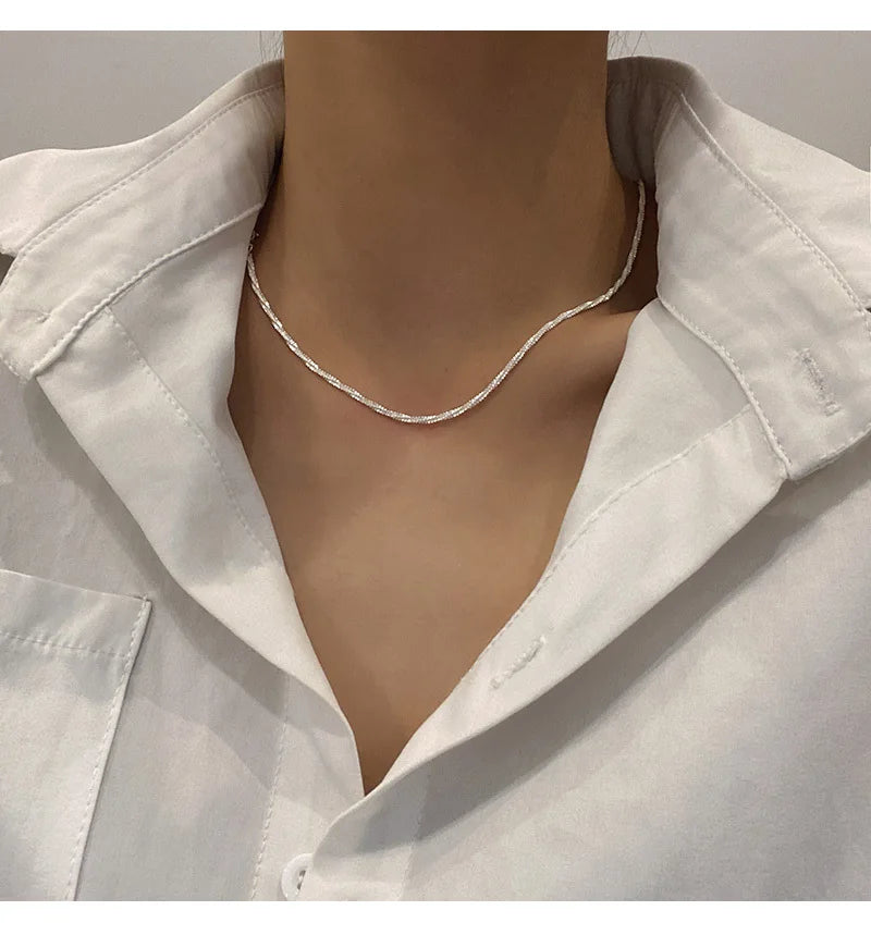 Colar feminino, cor ouro cintilante, aço titanium, corrente e gargantilha, joia fina coreana