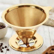 Filtro de café, de gotejamento, de aço inoxidável, copo de filtro de malha reutilizável, de camada dupla, de 1-2 copos