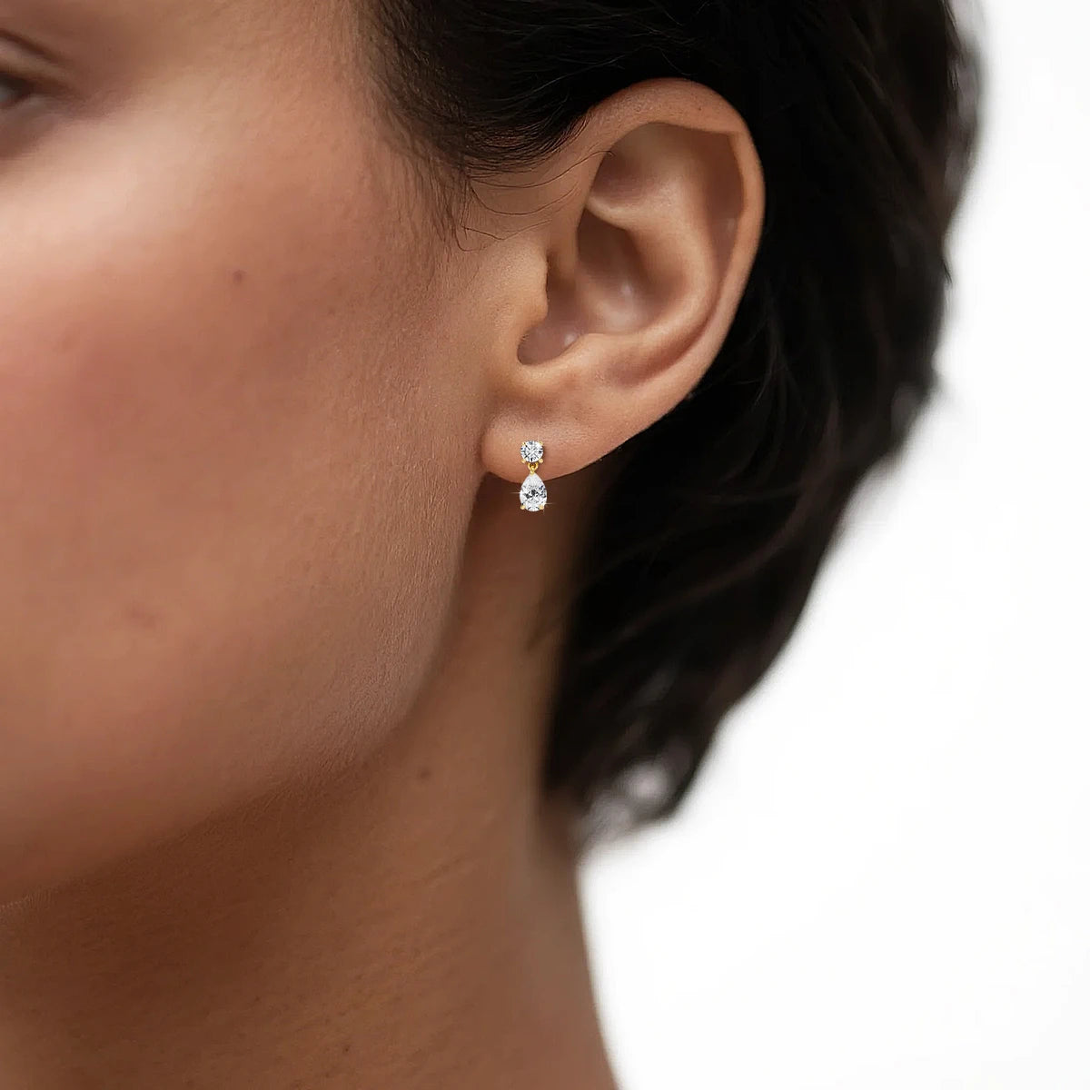 Brincos feminino de gota completo, brilhantes, moissanite, diamante d vvs1, 18k, banhado a ouro, 925 prata