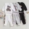 Conjunto de Roupa Infantil para Meninos - Outono - Blusa de Moletom com Bordado de Ursinho e Calça com Elástico na Cintura - 2 Peças