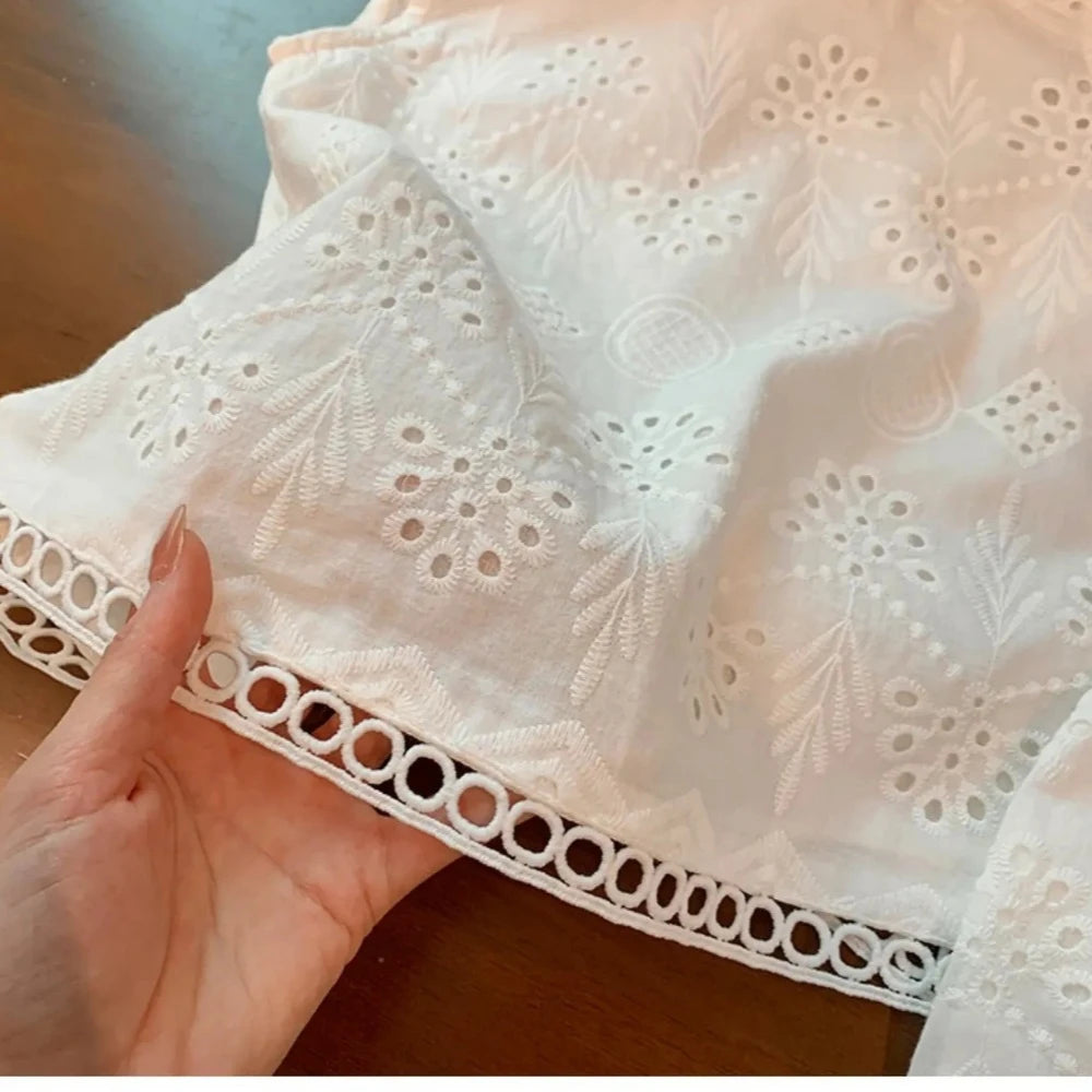 Conjunto infantil de bebê menina, de 2 peças, verão, oco, rendas, colete + shorts, único sem mangas, casual, cor sólida