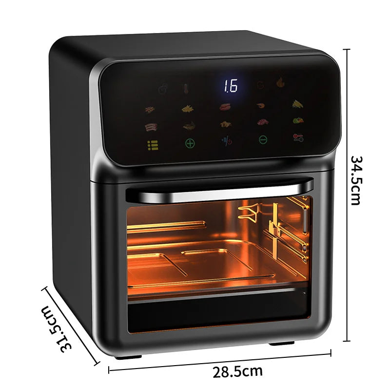 Fritadeiras elétricas de grande capacidade, 10l, sem óleo, automática, cozinha doméstica, 360 °, forno de convecção, fritadeira profunda sem óleo