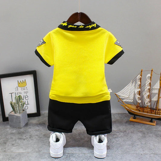 Conjunto de roupa infantil para bebê menino, verão, branco e preto, conjunto esportivo para crianças, roupas formais para meninos e meninas.