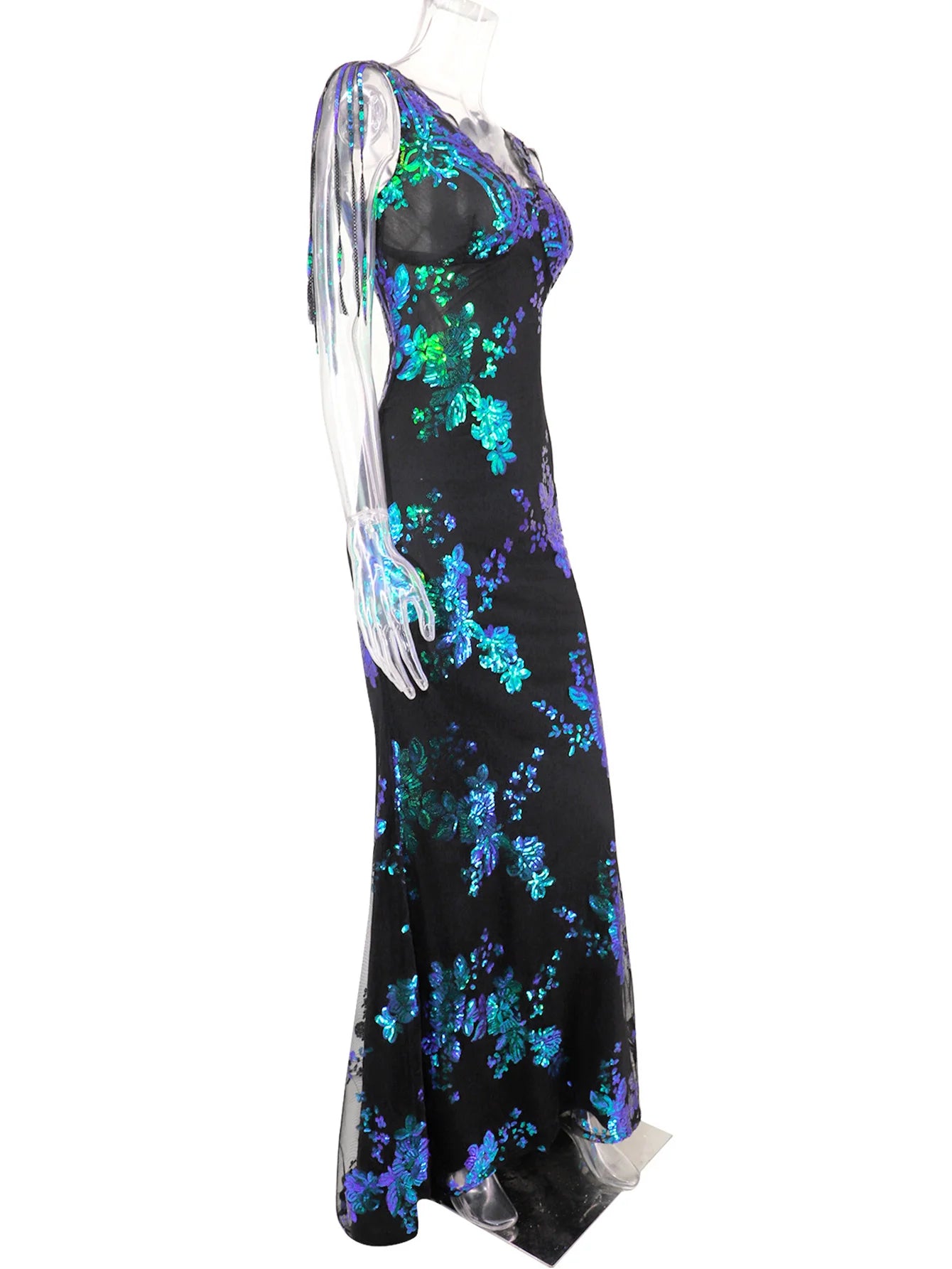 Vestido feminino, longo, maxi com lantejoulas, vestido para ocasiões festivas
