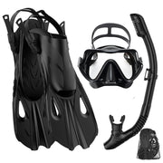 Conjunto snorkel, máscara fin para adulto, vista panorâmica, máscara ajustável, mergulho flipper seco superior, snorkel com saco de viagem