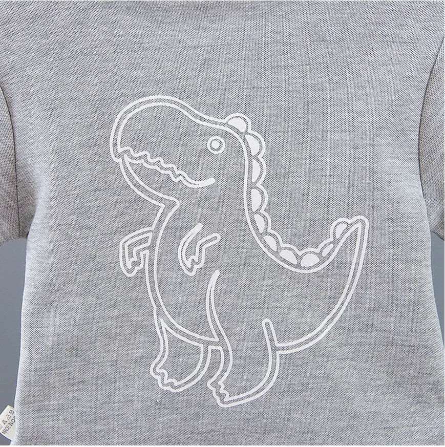 Conjunto infantil bebê menino, roupas de verão, casual, esporte, terno camisa polo + shorts 2 pçs, dinossauro impressão
