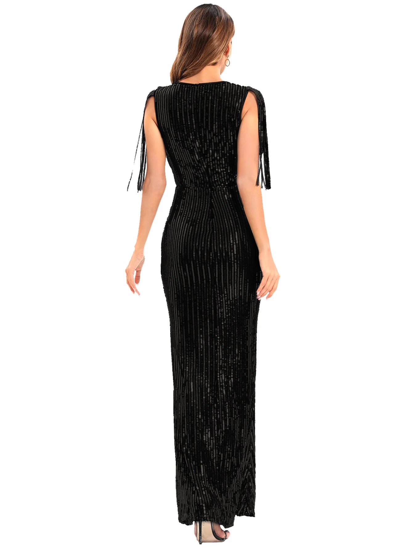 Vestido feminino, longo, maxi com lantejoulas, vestido para ocasiões festivas