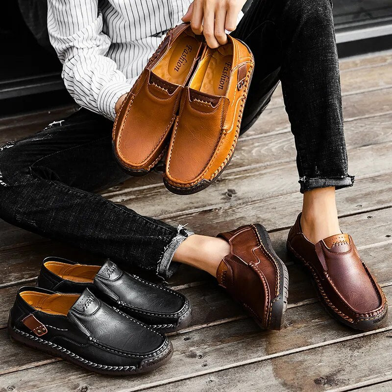 Sapatos Masculinos de Couro Para Homens Sapatos Macios Homem Confortável Casual Mocassins Sapato de Condução Masculino Sola de Borracha