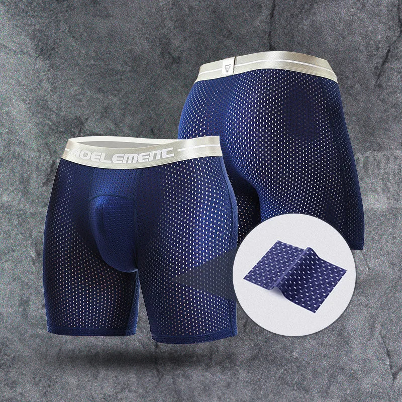 Cuecas Boxer Masculinas Malha de seda gelo Cueca Respirável U Convexo Bolsa Calcinha Homem Médio Perna Longa Cuecas Tamanho Grande