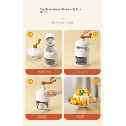 Máquina manual de cone de neve, triturador de gelo, máquina de fazer gelo raspado para casa, com 3 caixas de smoothies