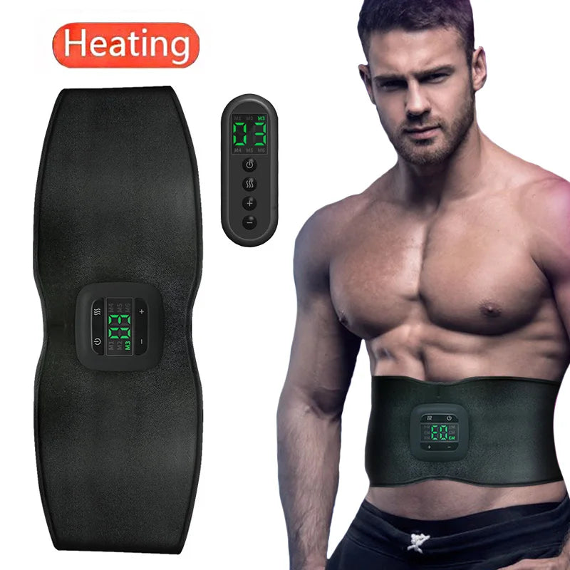 Cinto elétrico de tonificação abdominal EMS Emagrecedor Corporal Massagem Cinto de Aquecimento para o Abdômen Estimulador Muscular Fitness