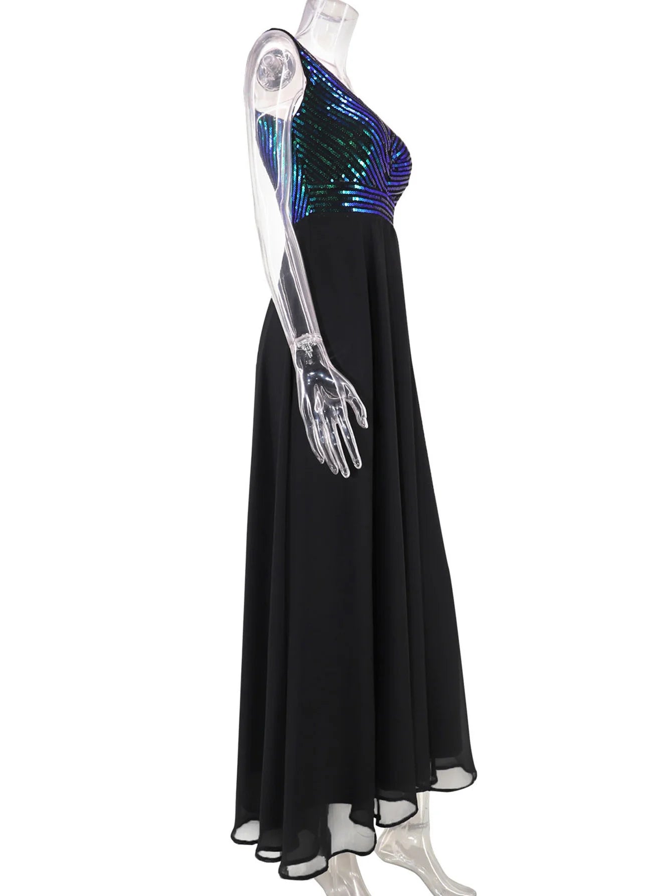 Vestido feminino, longo, maxi com lantejoulas, vestido para ocasiões festivas