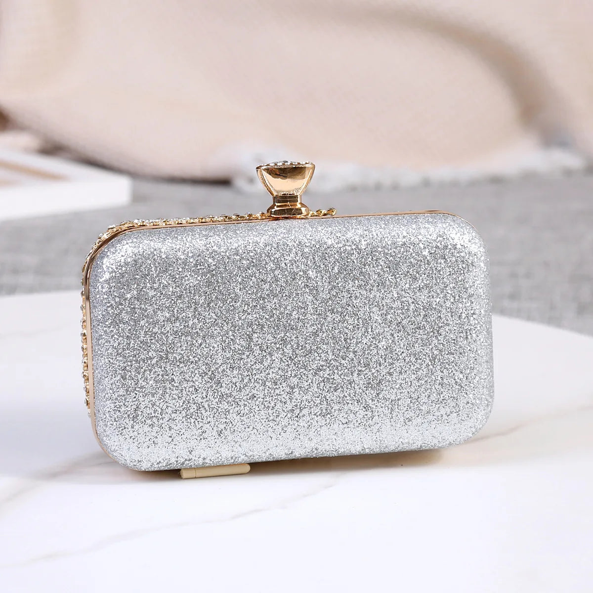 Bolsa feminina cristal strass, estilo oco, bolsa de ombro com corrente, festa de luxo, embreagem do dia do casamento, alça de bolsa