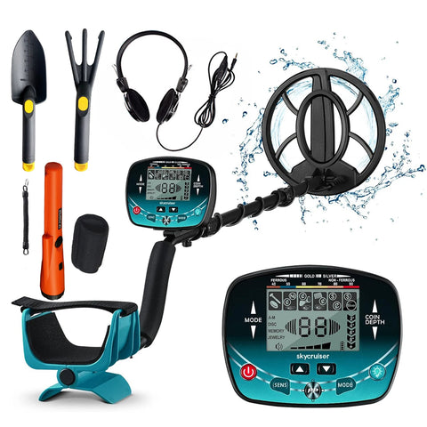 Detetor de metais subterrâneo com bobina de pesquisa à prova d'água IP68 de 9,8 polegadas