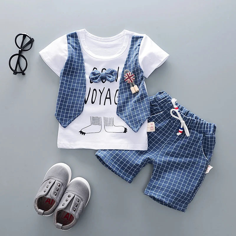 Conjunto de roupas infantis, meninas e meninos, camiseta e shorts, 2 pçs,casual
