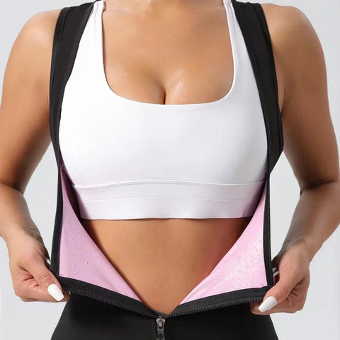 Camisa sauna feminina para perda de peso, emagrecimento pelo suor, corpo shaper fitness, zíper