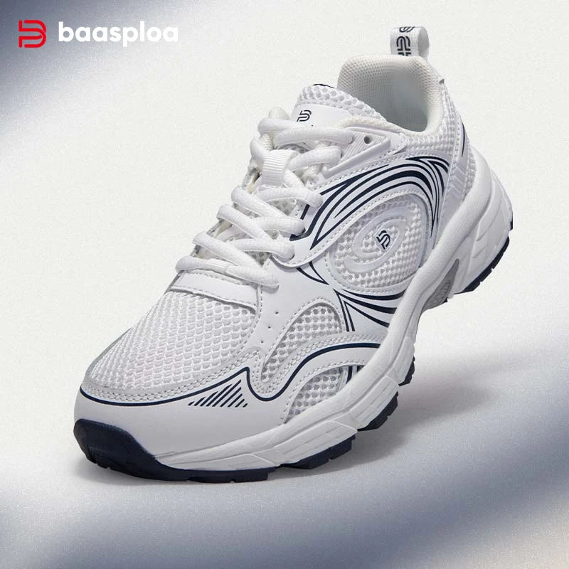 Tênis feminino, respiráveis, leves, brancos,  esportivos, malha de rendas, confortável, antiderrapante, para caminhada, corrida