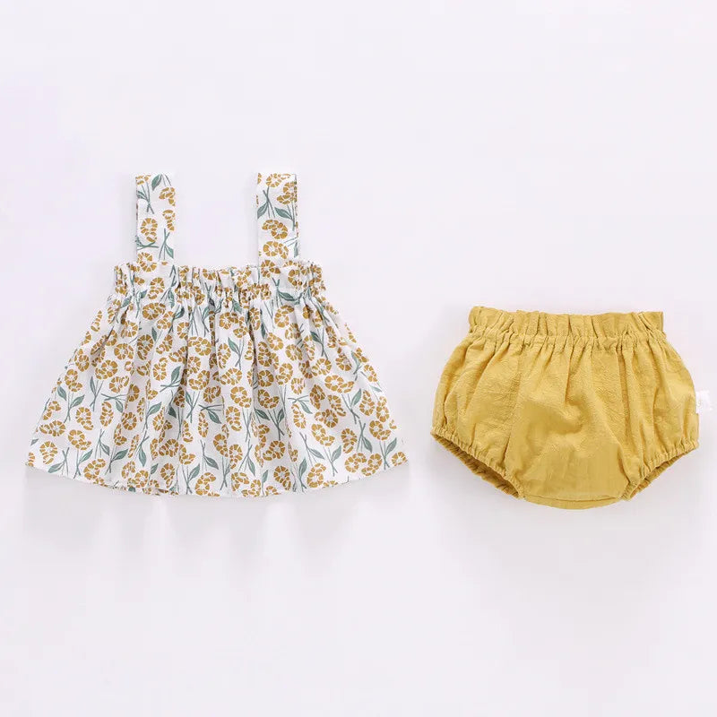 Lawadka verão fino roupas de bebê recém-nascido para meninas conjunto impressão mini vestido e pp shorts 2 pçs conjunto infantil roupas do bebê 2023 LAWADKA