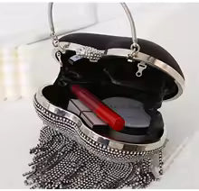 Bolsa feminina com strass, estampa  com franjas de diamantes, forma de coração, carteira, de mulher