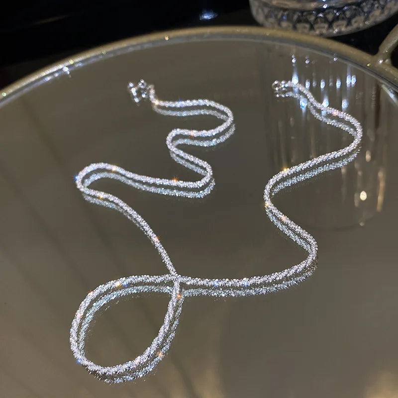 Colar feminino, cor ouro cintilante, aço titanium, corrente e gargantilha, joia fina coreana