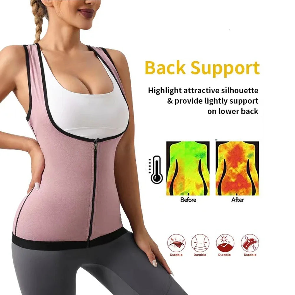 Camisa sauna feminina para perda de peso, emagrecimento pelo suor, corpo shaper fitness, zíper