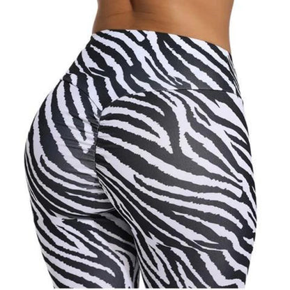 Calças justas casuais leggings femininas, sem costura, push up, estampa de leopardo, zebra, cobra, de esportes, academia, ioga