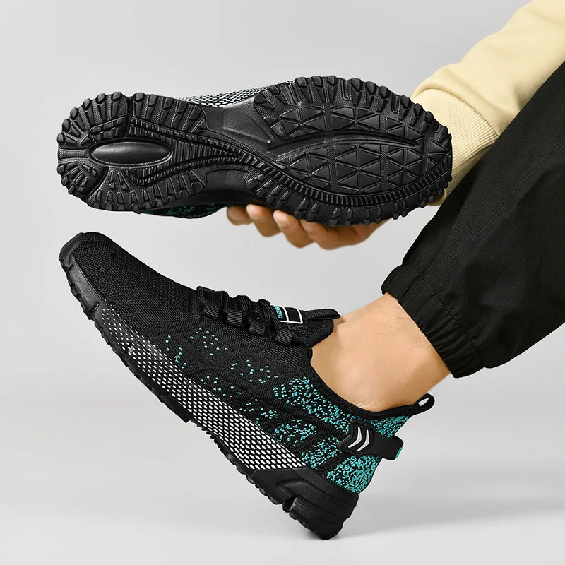 Tênis masculino, tamanho grande, malha respiráve,l esportes ao ar livre, sola plana, antiderrapante, confortável